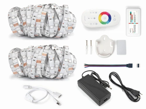 Zestaw taśma LED 12V | 5050 | 300LED | 10m | IP20 | RGB + STEROWNIK RF-RGB-004 + ZASILACZ 72W