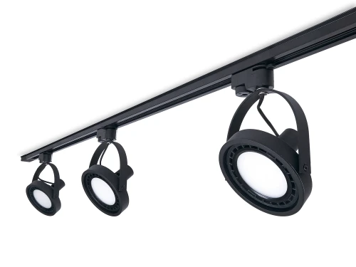 Zestaw Steka Leon lampa szynowa LED AR111 GU10 x3 + szynoprzewód 1.5m - Czarny
