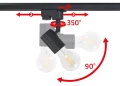 Zestaw Steka Halo Czarna lampa szynowa LED E27 x3 + szynoprzewód 1.5m - Czarny