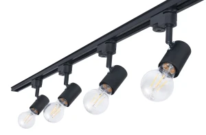 Zestaw Steka Halo Czarna lampa szynowa LED E27 x4 + szynoprzewód 2m - Czarny