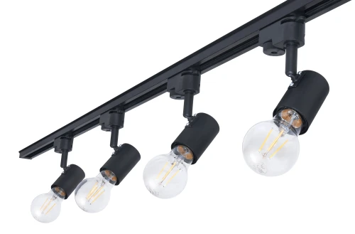 Zestaw Steka Halo Czarna lampa szynowa LED E27 x4 + szynoprzewód 2m - Czarny
