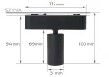Zestaw Luxo Spot lampa szynowa LED 5W x4 + szynoprzewód 2m + zasilacz – Czarny – Biały neutralny (4000K)