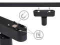 Zestaw Luxo Spot lampa szynowa LED 5W x4 + szynoprzewód 2m + zasilacz – Czarny – Biały neutralny (4000K)