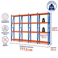 Regał magazynowy metalowy 16-półkowy 800x200x60 cm do 200 kg