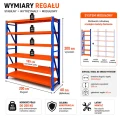 Regał magazynowy metalowy 10-półkowy 400x200x60 cm do 200 kg