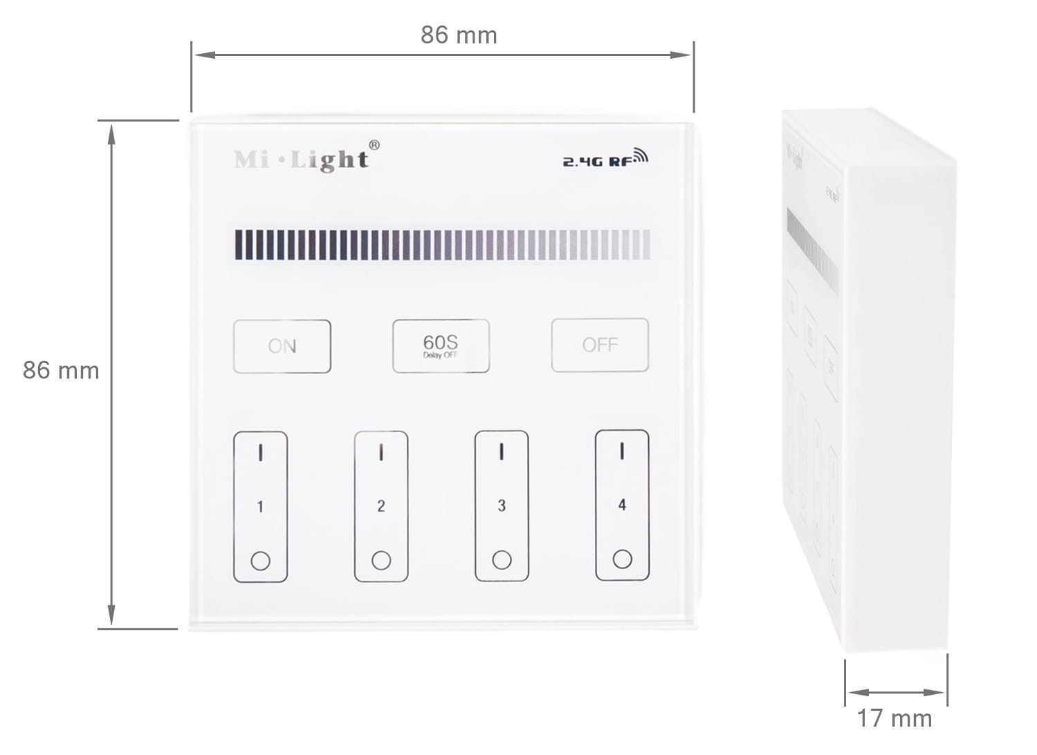 Mi-Light MiBoxer B1 panel ścienny 4 strefy jasność 2.4 GHz biały
