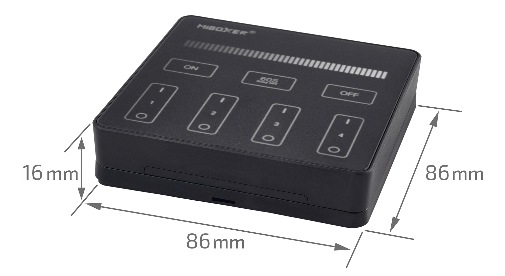 Mi-Light MiBoxer B1-B panel ścienny 4 strefy jasność 2.4 GHz czarny