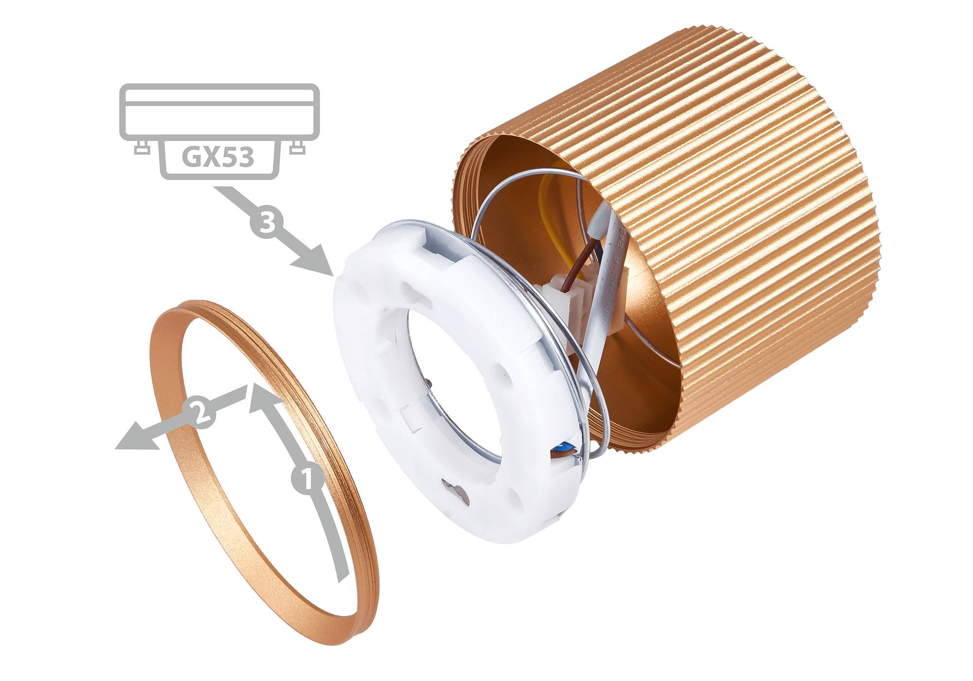 Montaż oprawy natynkowej GX53 złota