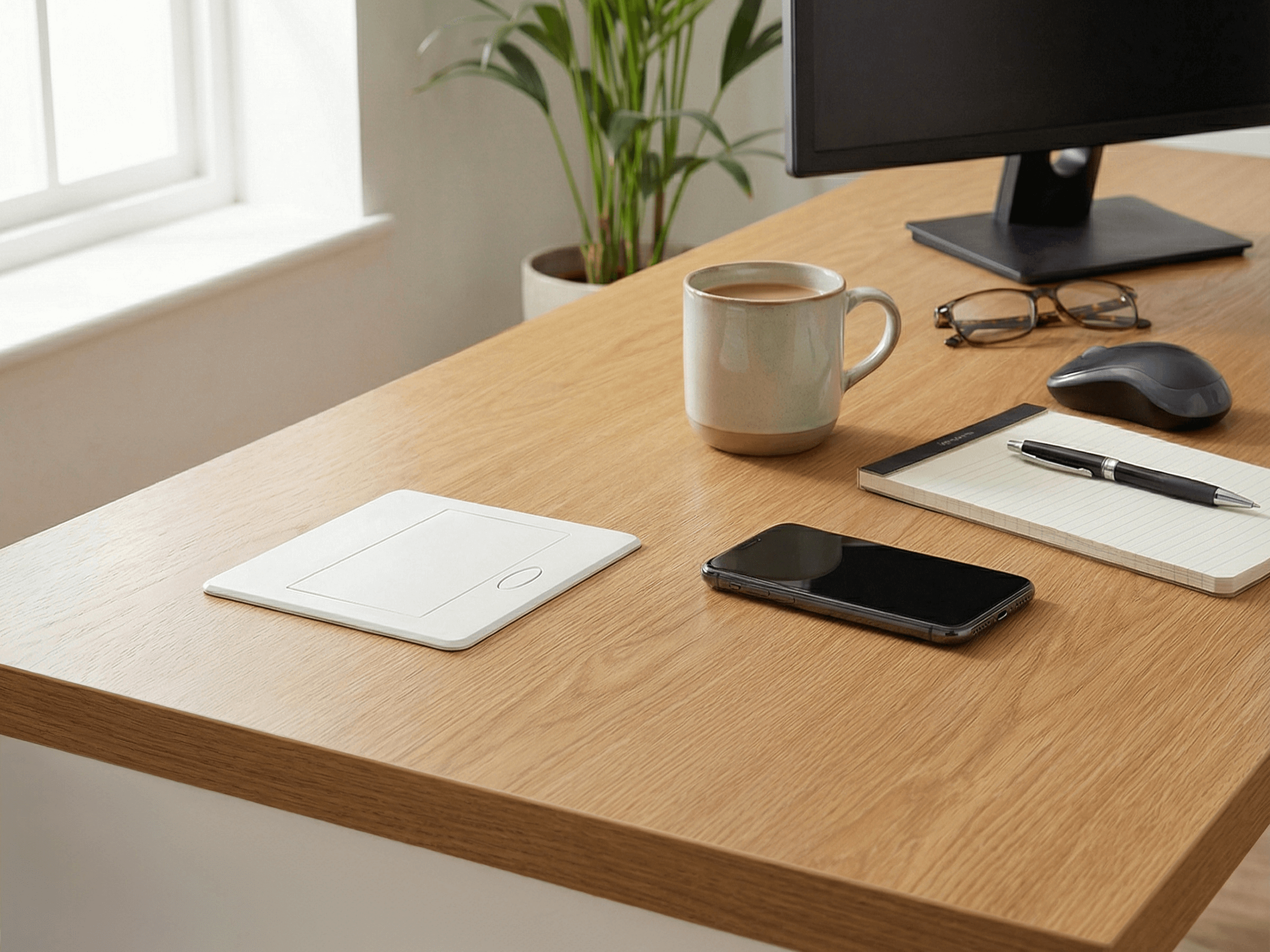 Kremowa listwa na biurku aranżacja