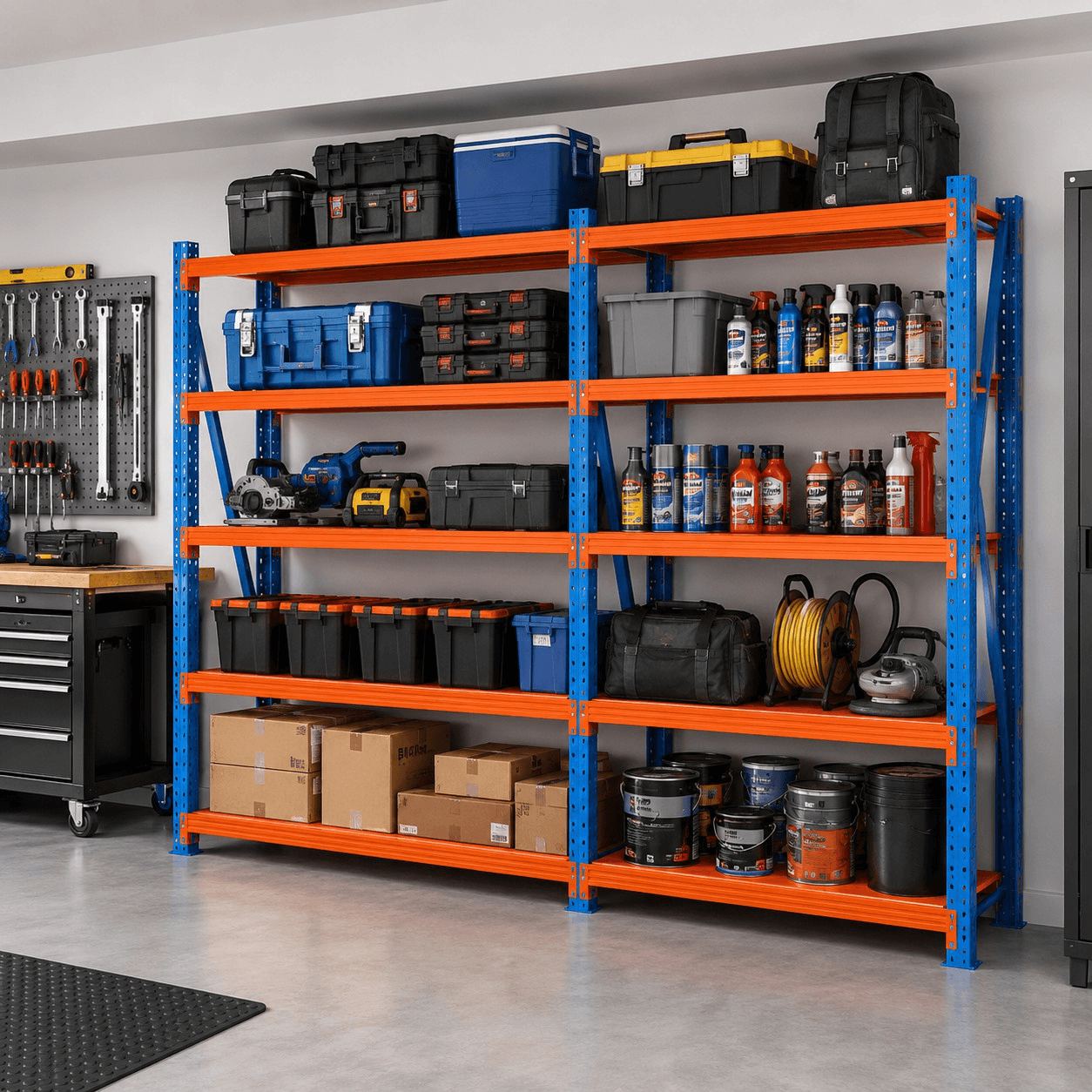 Raft metalic de depozit cu 12 polițe 600x200x60 cm până la 200 kg – raft utilizat în atelier sau garaj