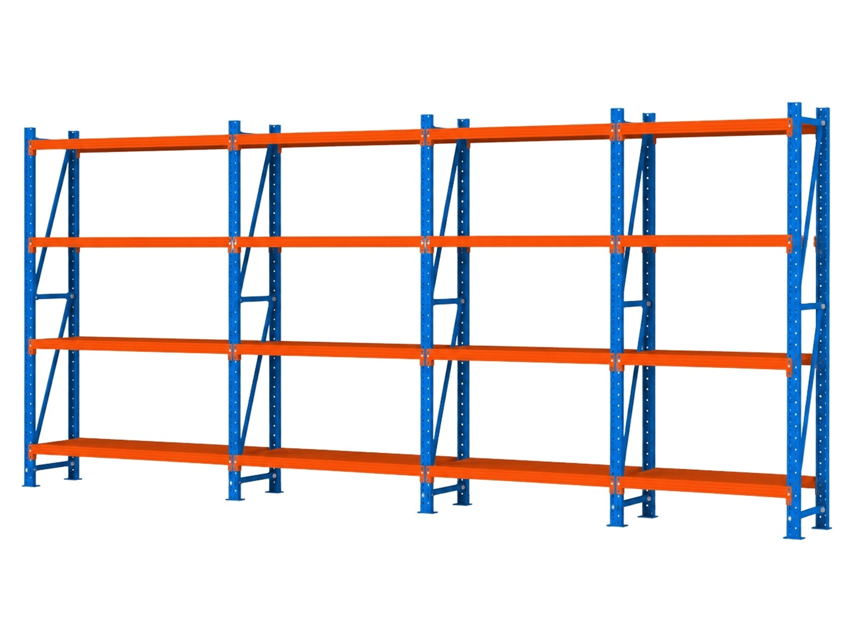 Raft metalic de depozit cu 16 polițe 800x200x60 cm până la 200 kg – vedere generală