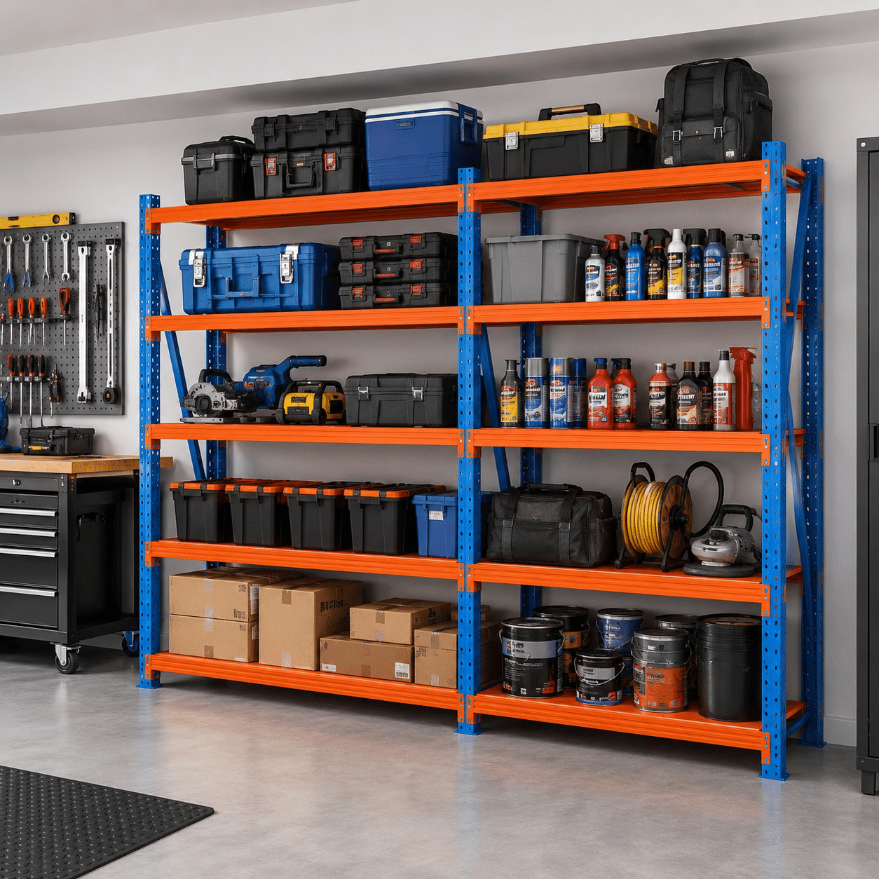 Modul de extensie pentru raft de depozit cu 4 polițe 200x192.5x60 cm până la 200 kg – raft utilizat în atelier sau garaj