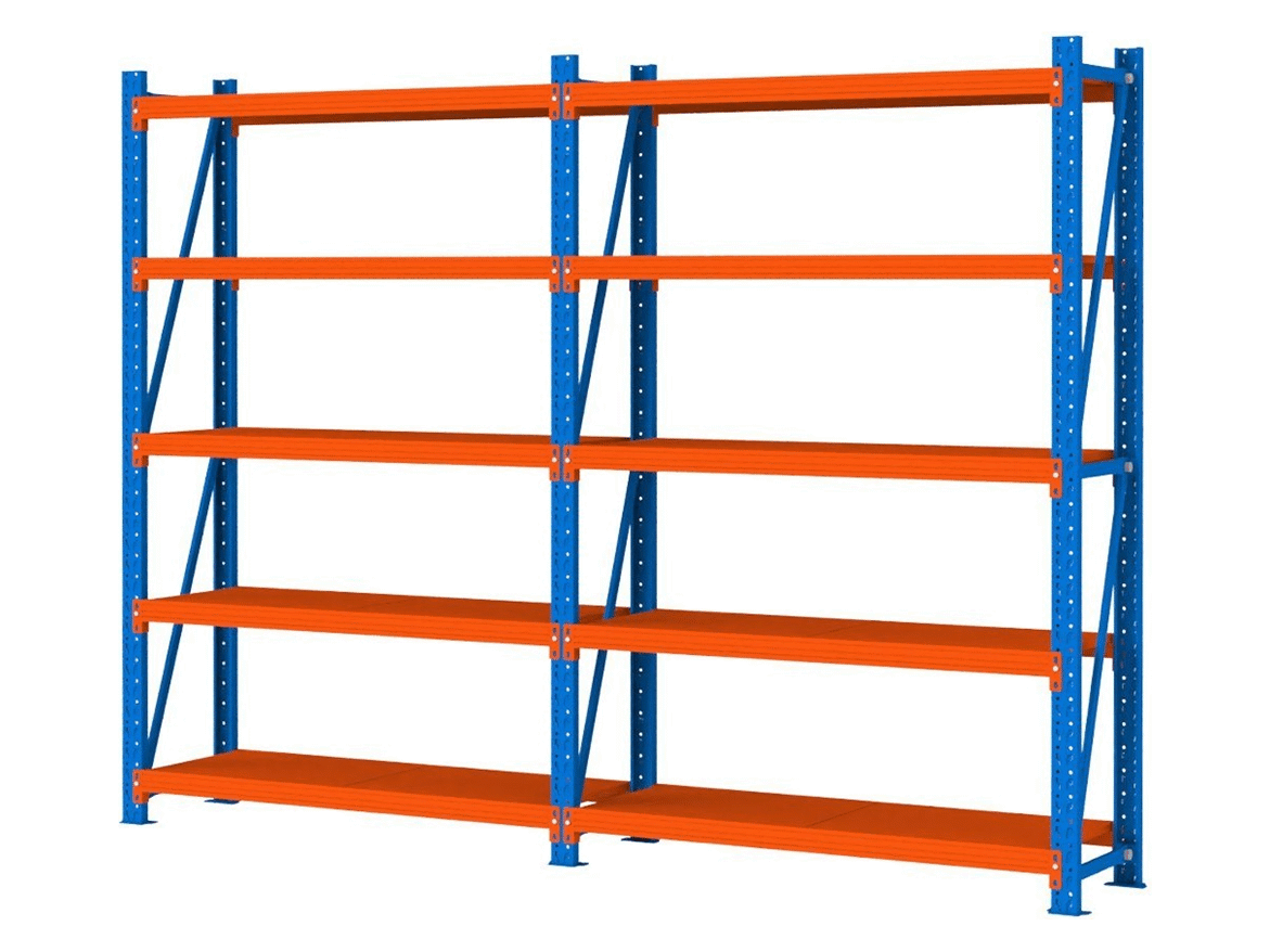 Raft metalic de depozit cu 10 polițe 400x200x60 cm până la 200 kg – vedere generală