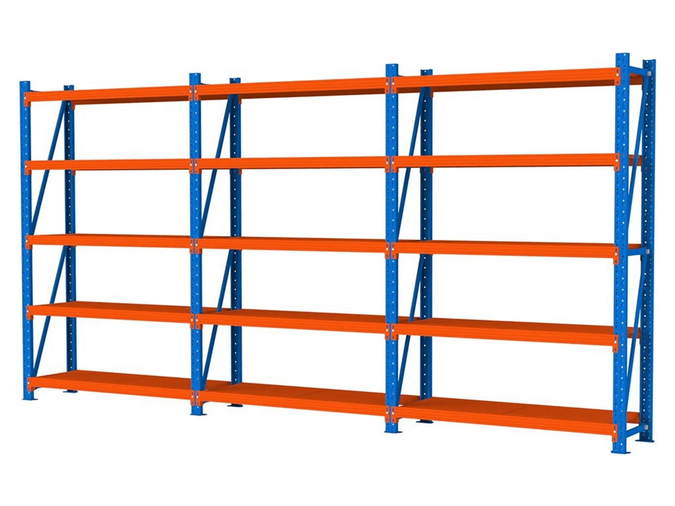 Raft metalic de depozit cu 15 polițe 600x200x60 cm până la 200 kg – vedere generală