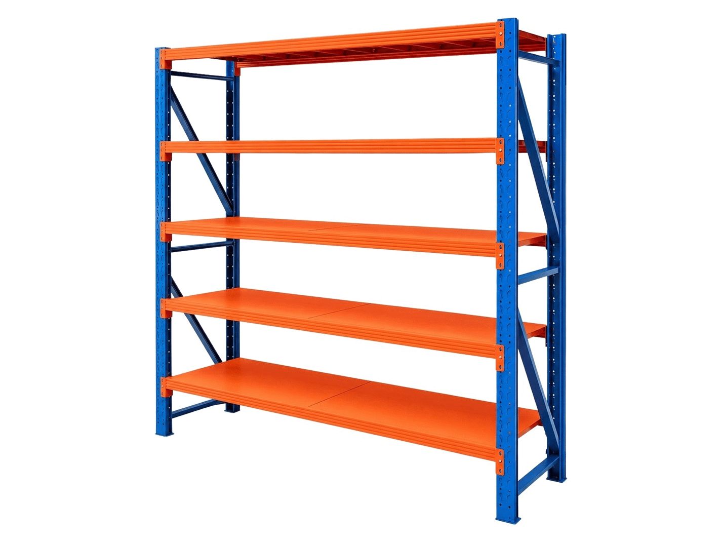 Raft metalic de depozit cu 5 polițe 200x200x60 cm până la 200 kg – vedere generală