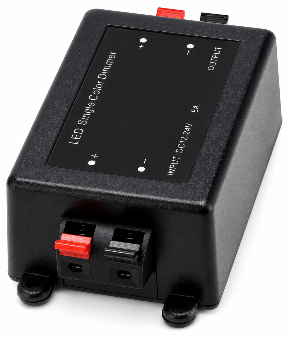 Dimmer LED pentru benzi MONO 8A 96W 12V/24V cu telecomandă RF (breloc)