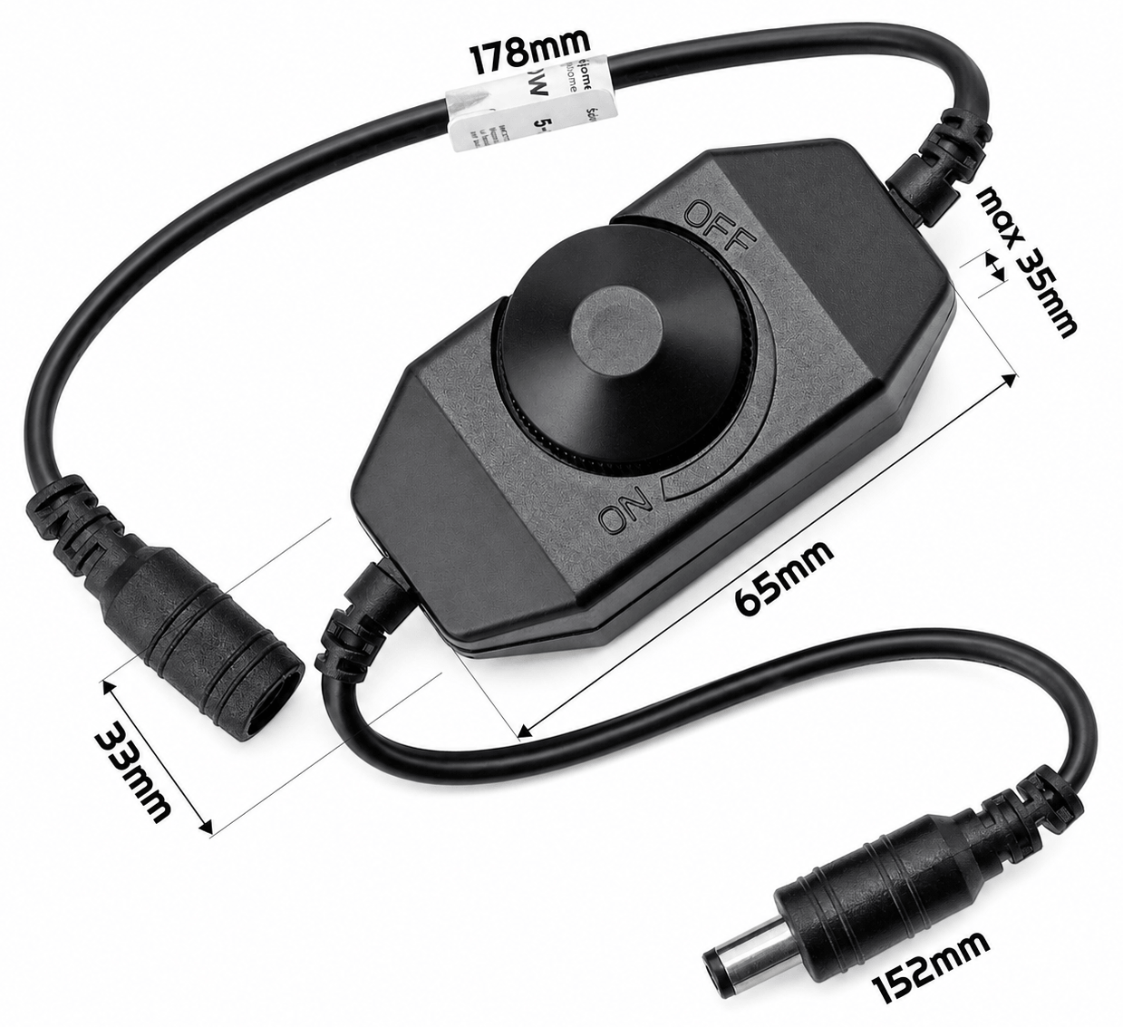 Dimmer LED pentru benzi MONO 6A 144W 5-24V cu potențiometru