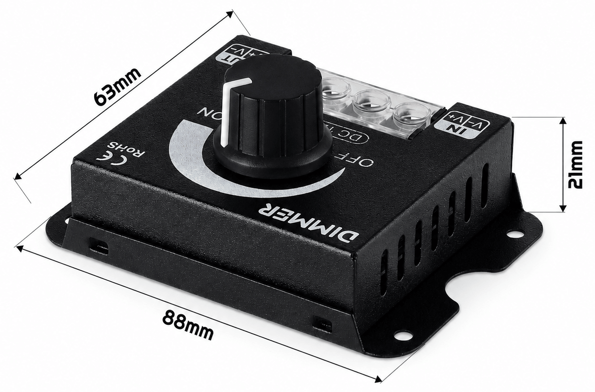 Dimmer LED pentru benzi MONO 30A 720W 12V/24V cu buton rotativ
