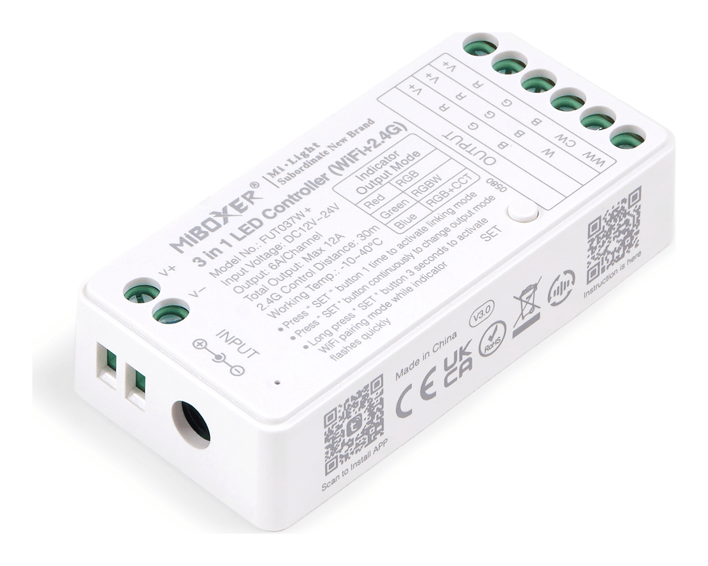 Mi-Light MiBoxer FUT037W+ controler LED WiFi 3în1 RGB, RGBW, RGB+CCT 2.4 GHz 12-24V 12A