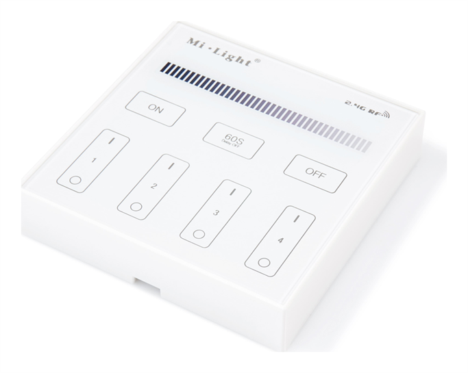 Panel ścienny z frontem ze szkła hartowanego, sterowanie radiowe 2.4 GHz (zasięg do 30 [m])
